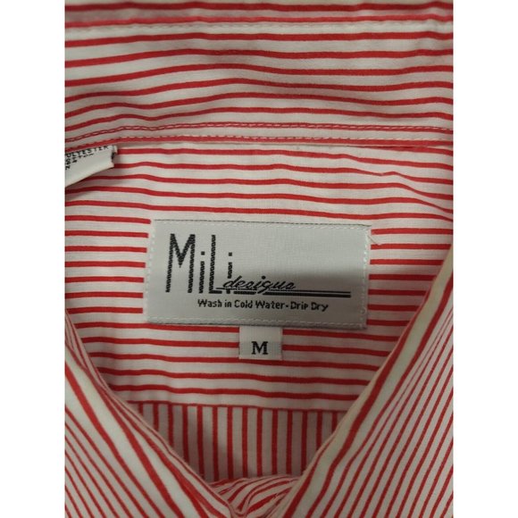 Mili Designs Button Up Shirt Women's M Red Striped Christmas Embroidered - Picture 9 of 15